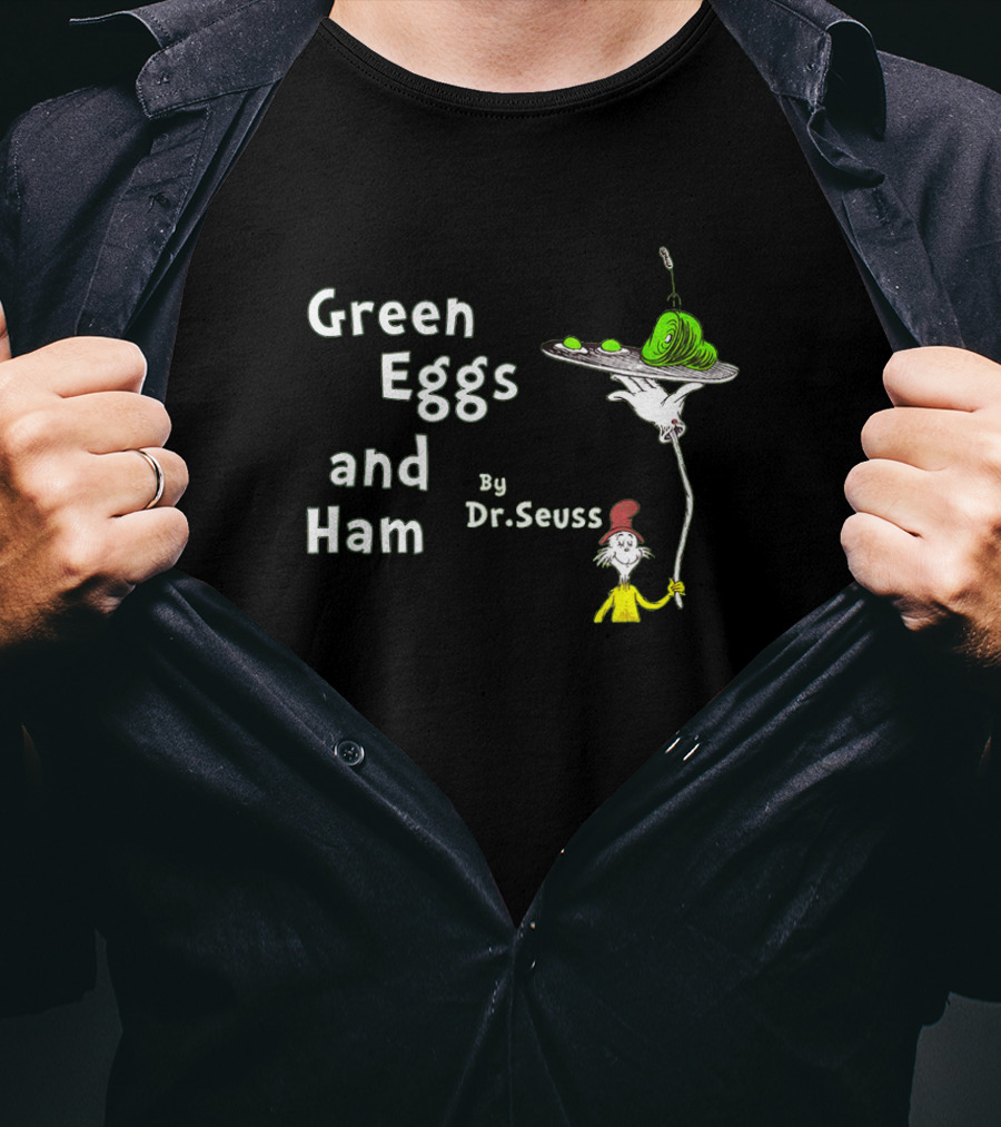 Dr Seuss Classic Green Eggs And Ham With Character Holding Platter T-Shirt