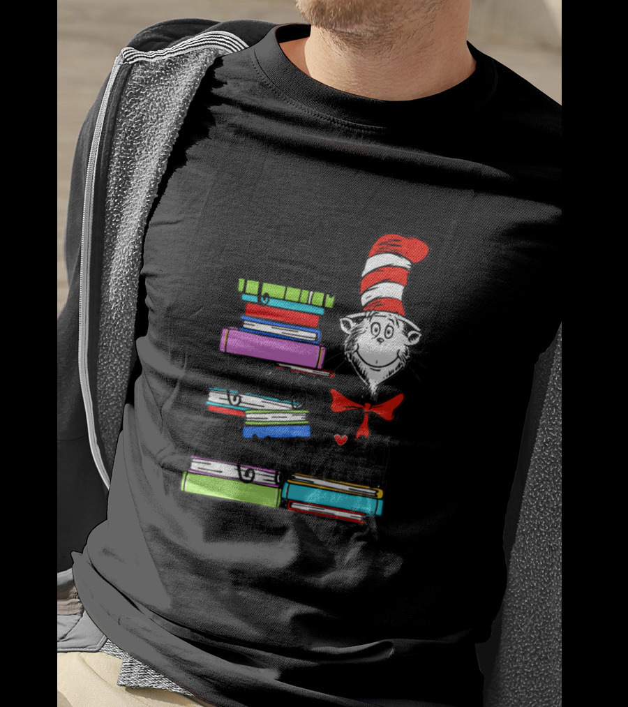 Cat In The Hat Read Across America Book Stack T-Shirt