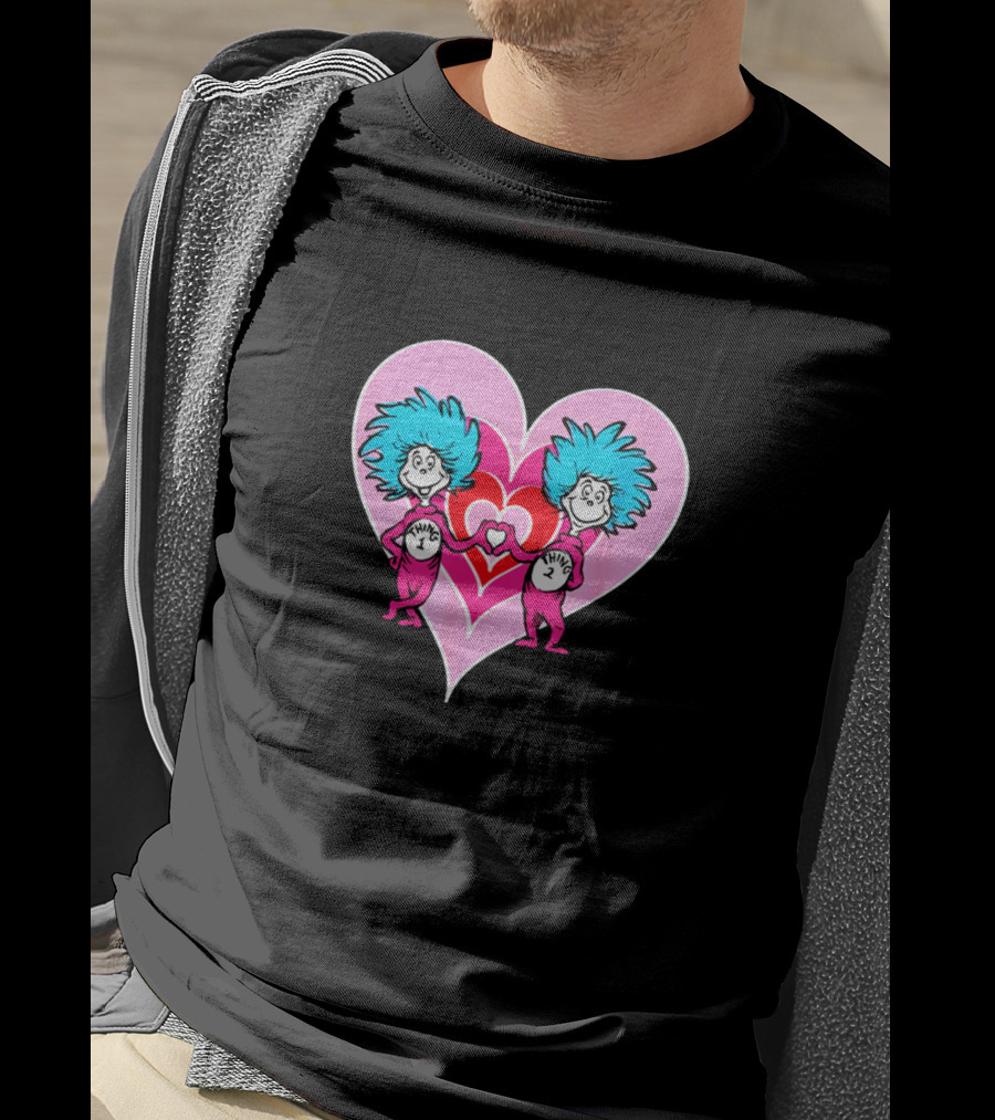 Dr Seuss Thing 1 Thing 2 Heart Love Valentine's Day T-Shirt