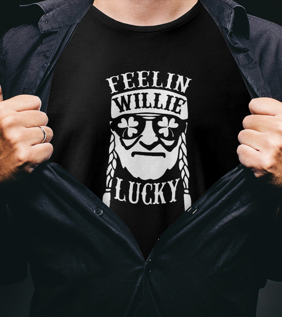 Feelin Willie Lucky St. Patrick's Day Shamrock Sunglasses Braided Beard T-Shirt