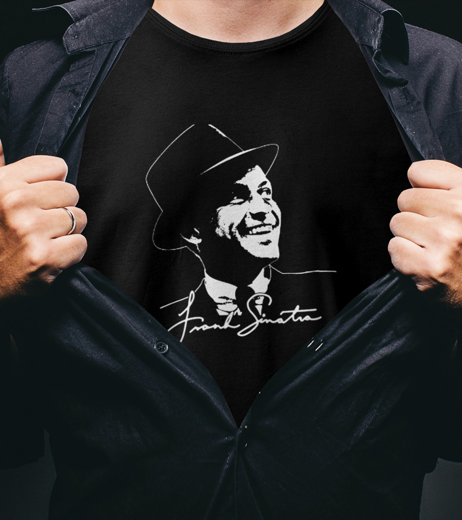 Frank Sinatra Signature Classic Black And White Fedora T-Shirt