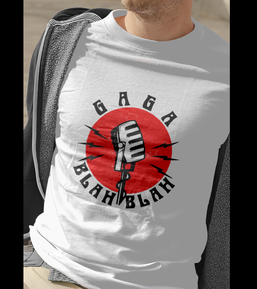 Gaga Blah Blah Vintage Microphone Red Circle Lightning T-Shirt