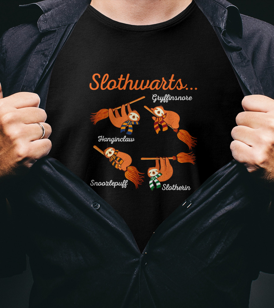 Slothwarts Gryffinsnore Hanginclaw Snoozlepuff Slotherin Broomstick Rides T-Shirt