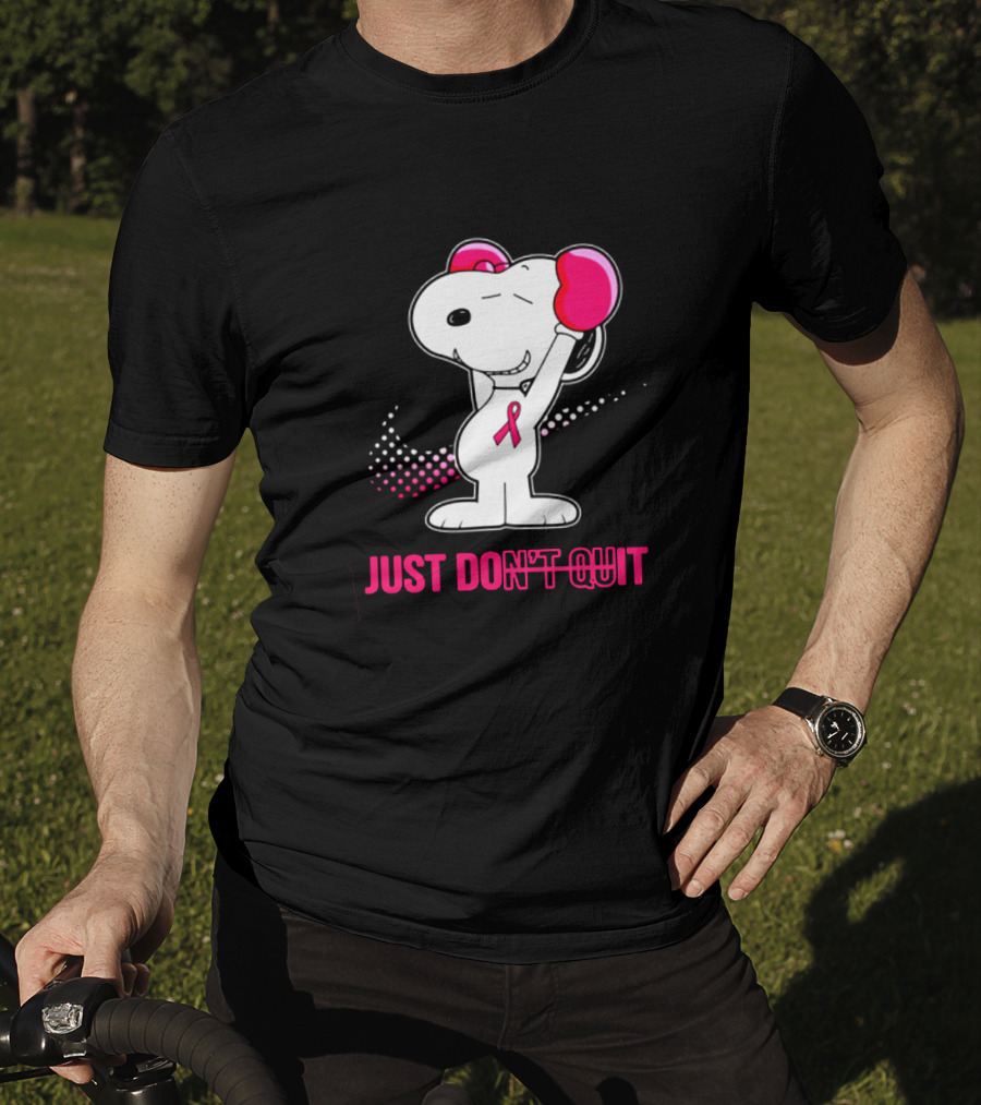 Just Don’t Quit Snoopy Pink Ribbon Boxing Breast Awareness T-Shirt