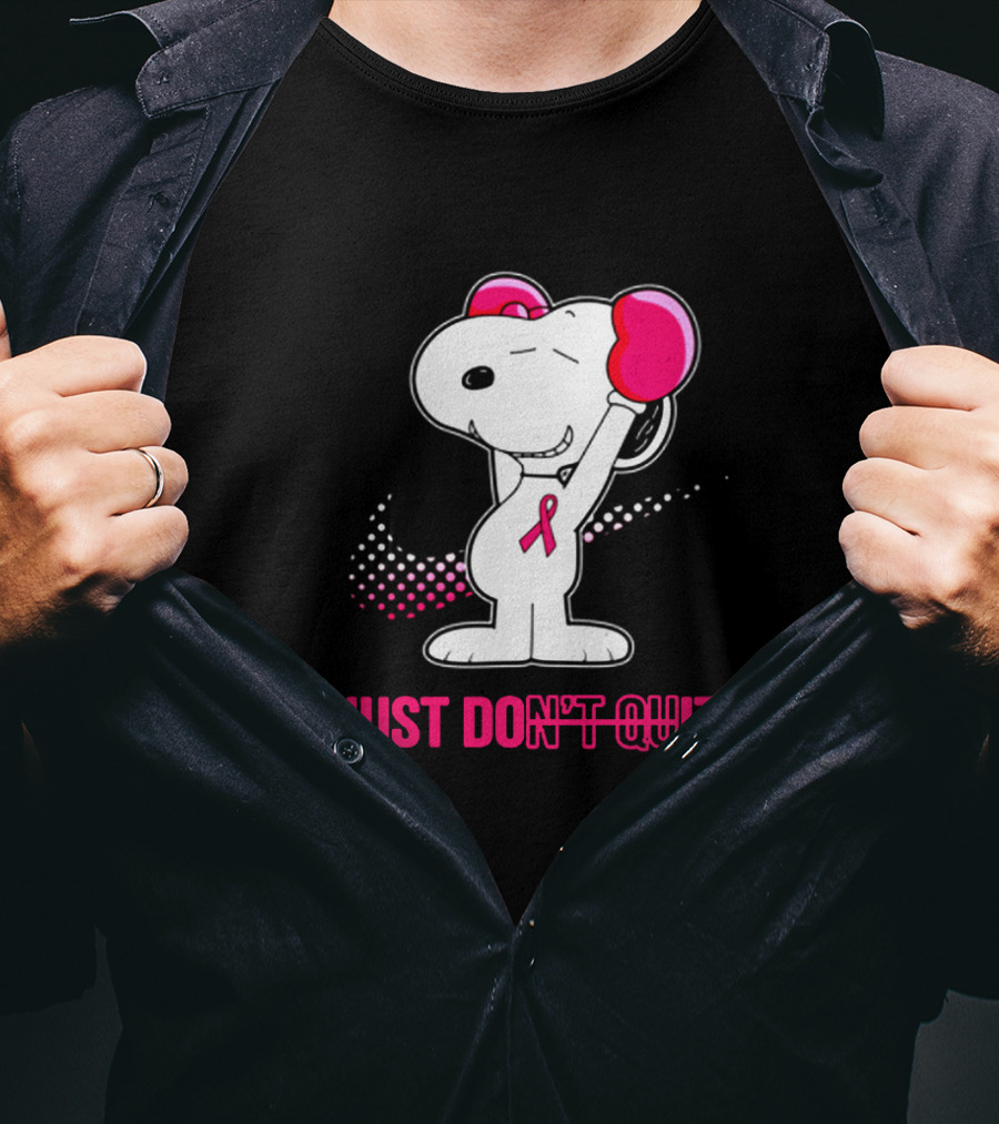 Just Don’t Quit Snoopy Pink Ribbon Boxing Breast Awareness T-Shirt