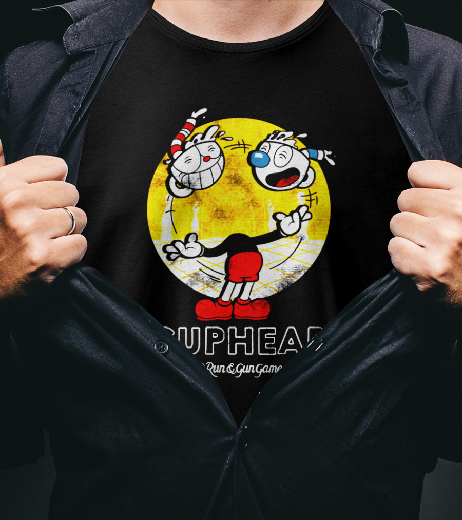 Cuphead A Run And Gun Game Juggling Heads Retro Style T-Shirt