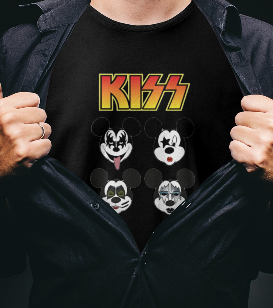 Kiss Mickey Mouse Parody With Iconic Rock Band Makeup Styles T-Shirt