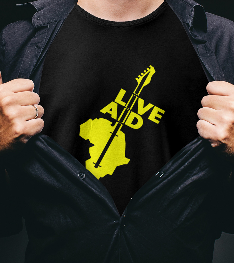 Live Aid 1985 Africa Guitar Logo Music Festival T-Shirt