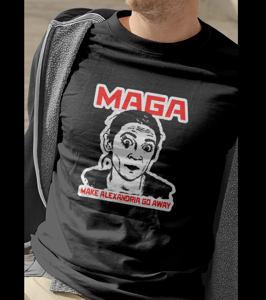 MAGA Make Alexandria Go Away Bold Red Text And Black-White T-Shirt