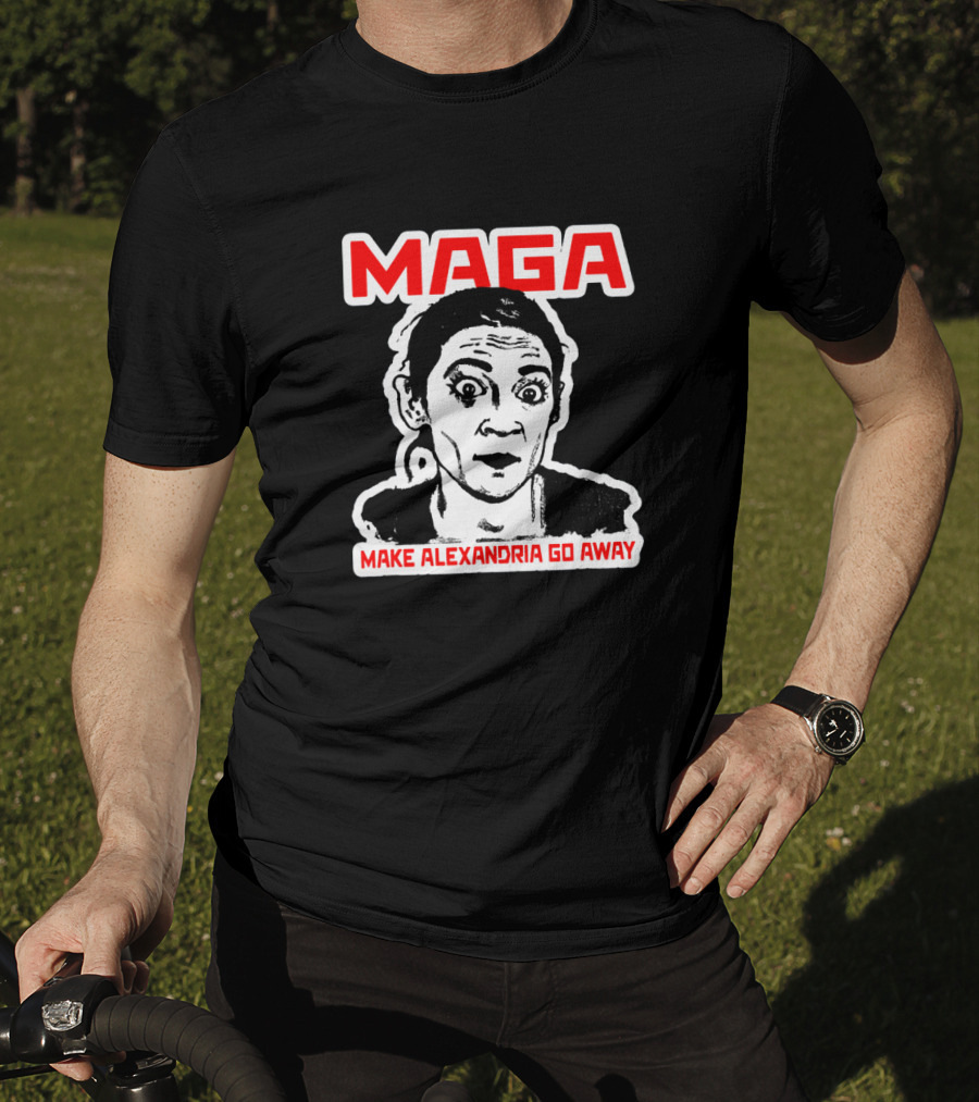 MAGA Make Alexandria Go Away Bold Red Text And Black-White T-Shirt