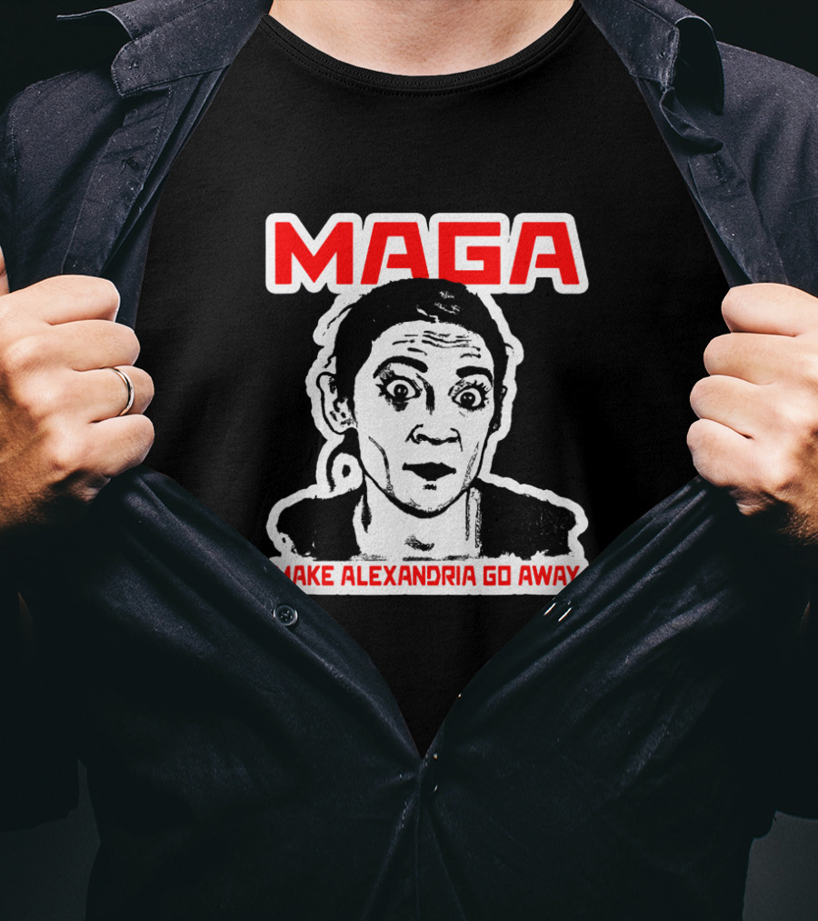 MAGA Make Alexandria Go Away Bold Red Text And Black-White T-Shirt