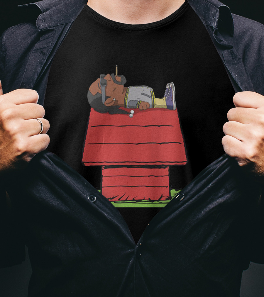 Snoop Dogg Relaxing On Iconic Red Doghouse T-Shirt