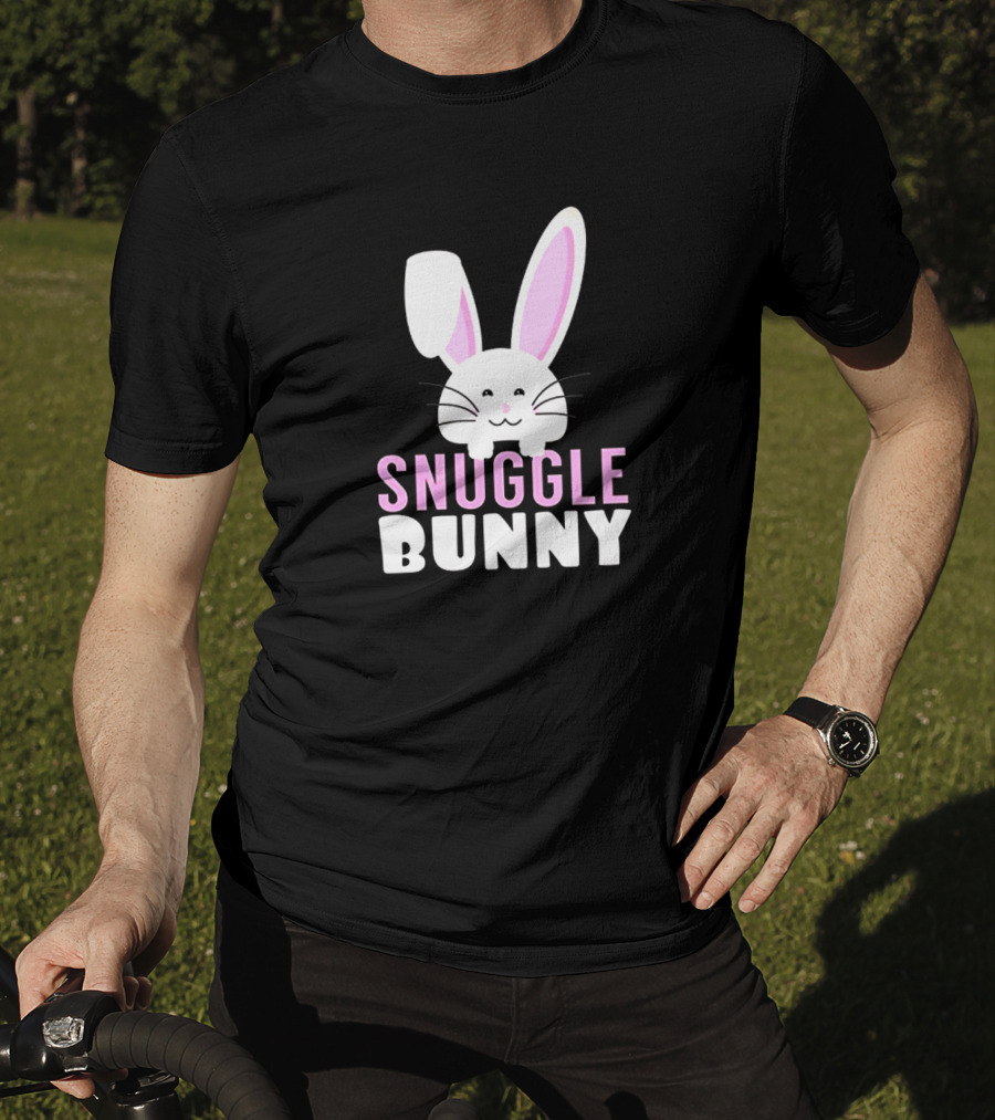 Snuggle Bunny Rabbit Cute Pink Eared Cartoon T-Shirt