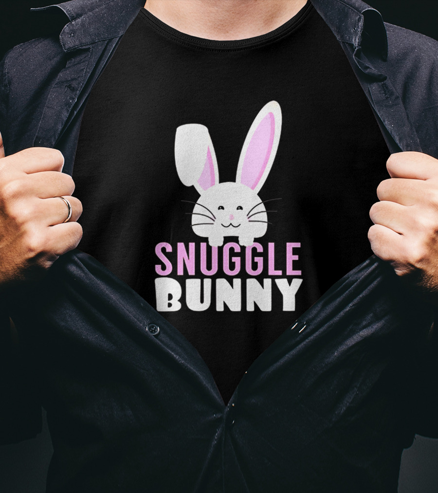 Snuggle Bunny Rabbit Cute Pink Eared Cartoon T-Shirt