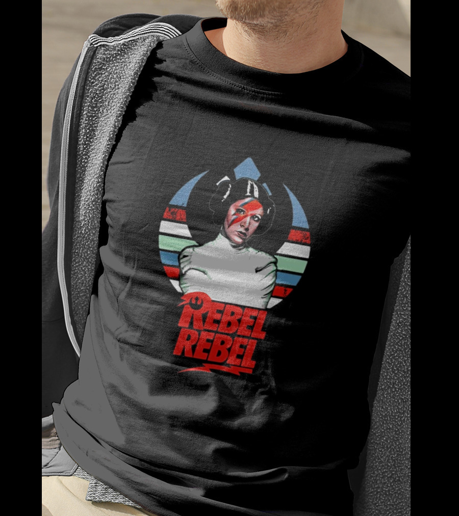 Rebel Rebel Star Wars Princess Leia With Ziggy Stardust Face Paint T-Shirt