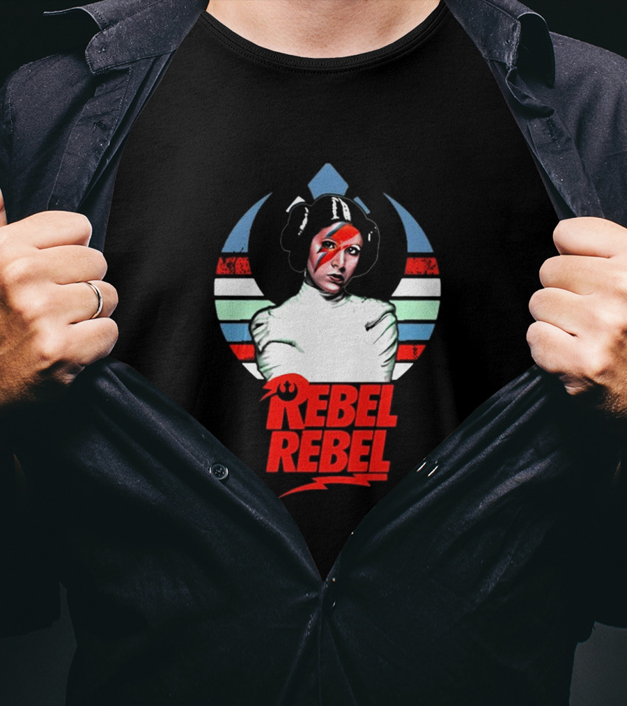Rebel Rebel Star Wars Princess Leia With Ziggy Stardust Face Paint T-Shirt
