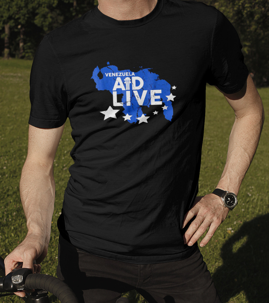 Venezuela Aid Live Blue Map And Stars T-Shirt