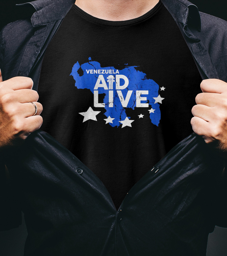 Venezuela Aid Live Blue Map And Stars T-Shirt