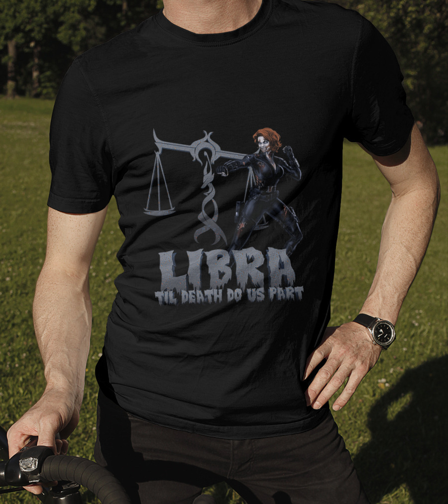 Black Widow Libra Til Death Do Us Part Marvel Fans Scales T-Shirt