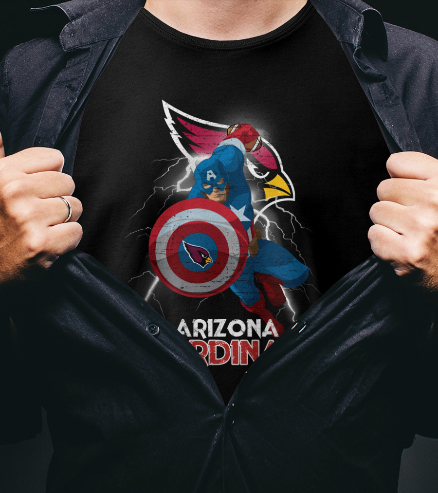 Arizona Cardinals Captain America Shield Nfl T-Shirt