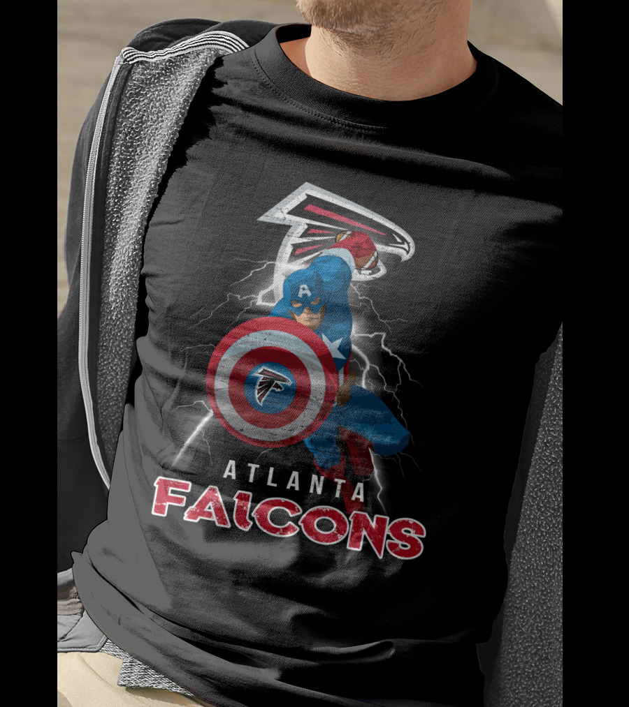 Atlanta Falcons Captain America Nfl Shield Lightning T-Shirt