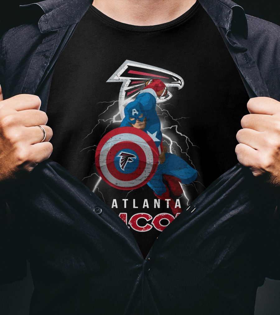 Atlanta Falcons Captain America Nfl Shield Lightning T-Shirt