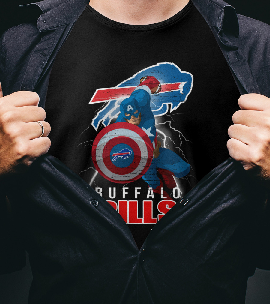 Captain America Buffalo Bills Nfl Superhero Collaboration T-Shirt