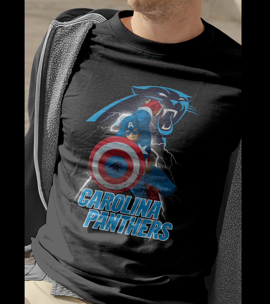 Carolina Panthers Captain America Nfl Crossover T-Shirt
