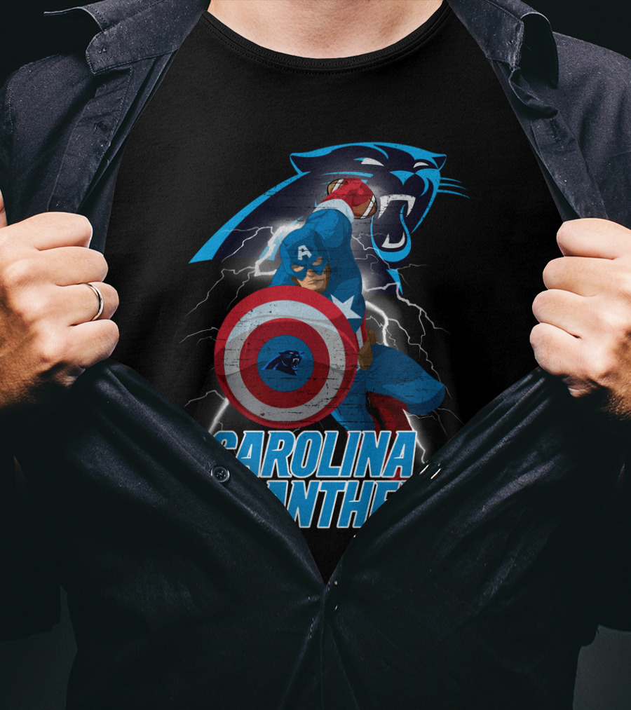Carolina Panthers Captain America Nfl Crossover T-Shirt