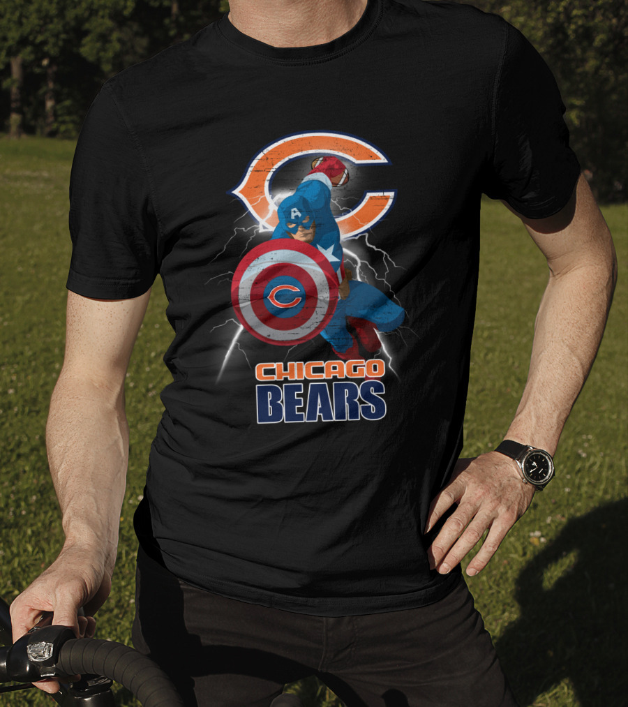 Captain America Chicago Bears Nfl Superhero Fan T-Shirt
