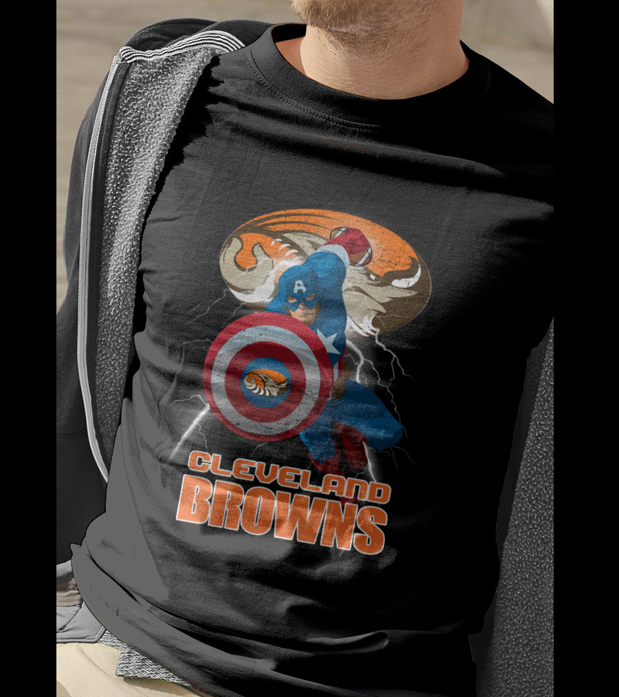 Captain America Cleveland Browns Nfl Football Crossover T-Shirt