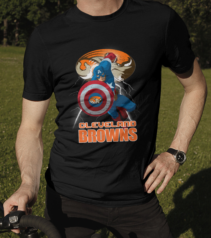 Captain America Cleveland Browns Nfl Football Crossover T-Shirt