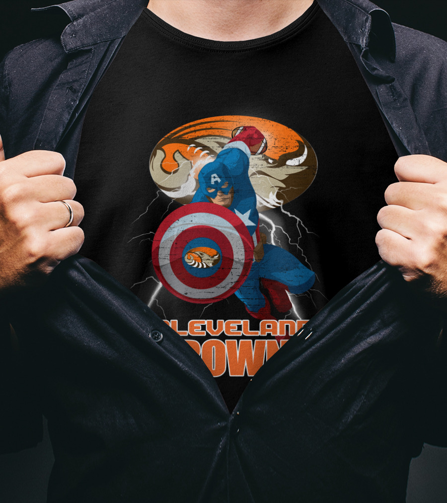 Captain America Cleveland Browns Nfl Football Crossover T-Shirt