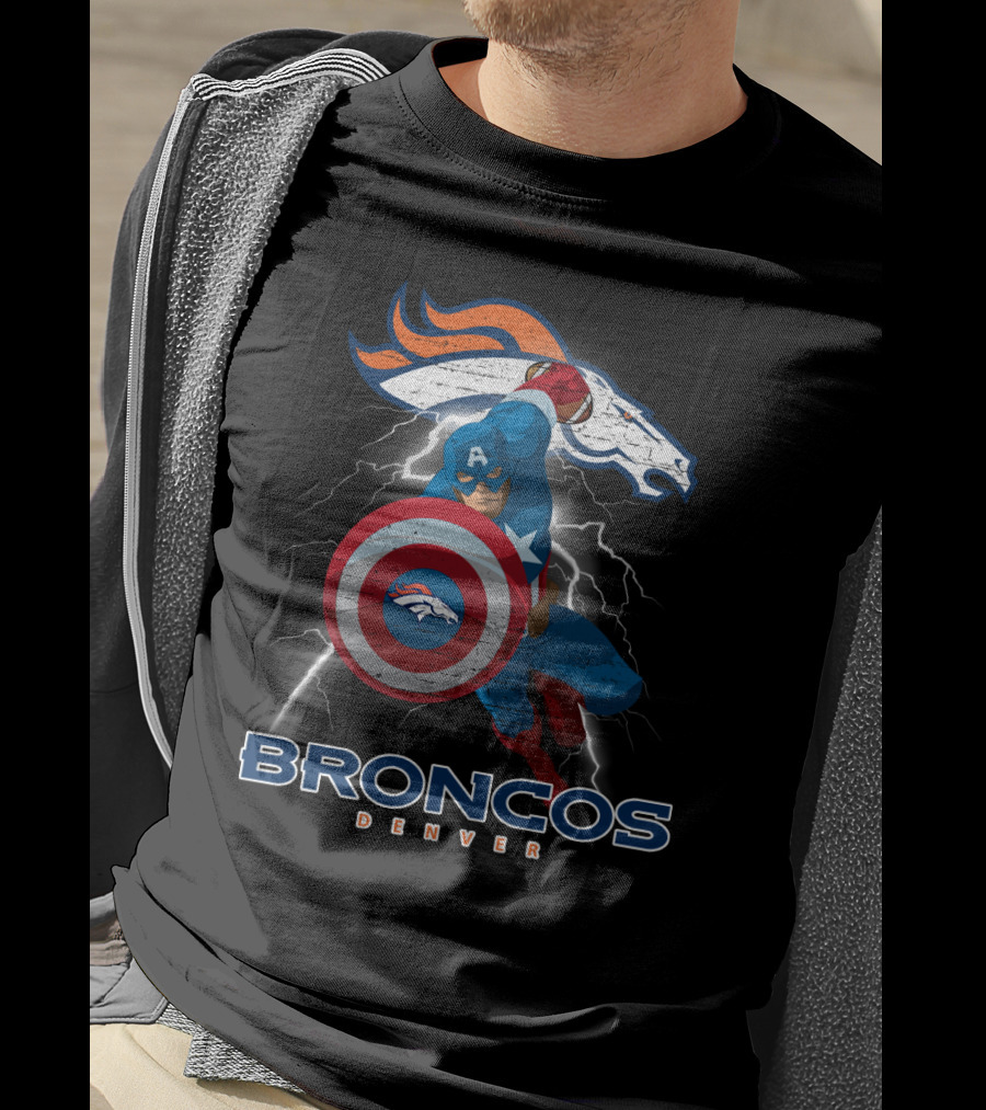 Broncos Denver Captain America Shield Nfl Crossover T-Shirt