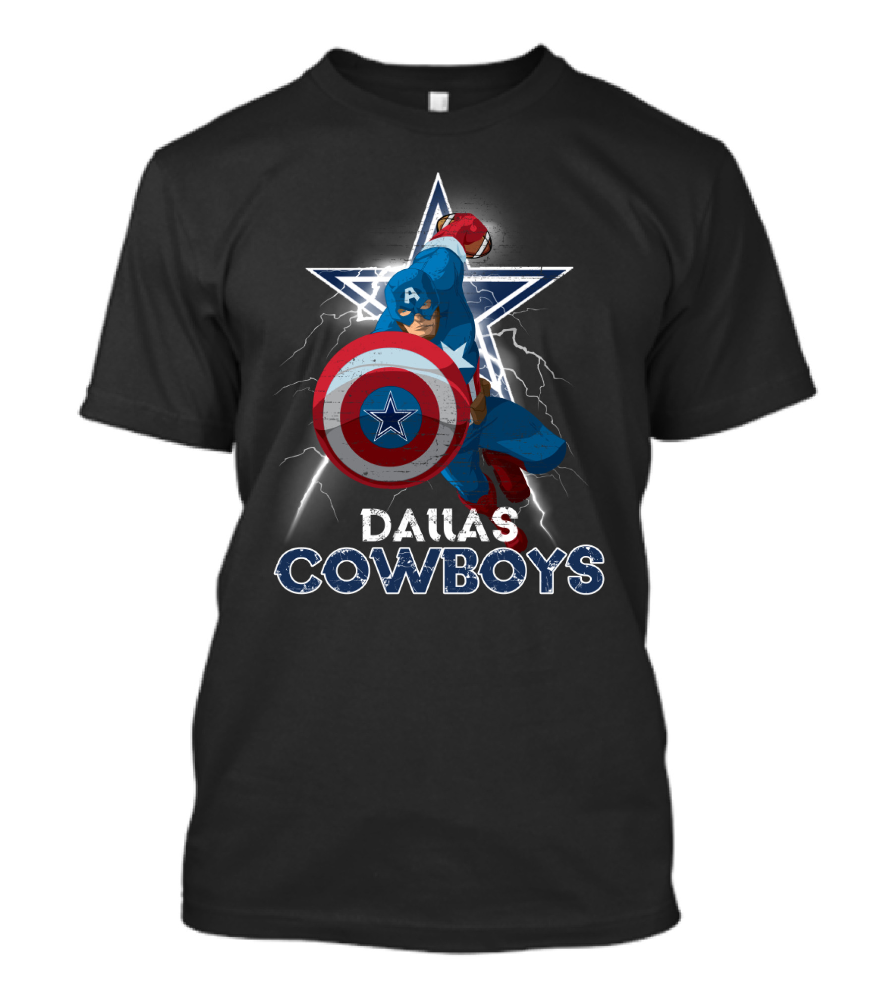Captain America Dallas Cowboys Marvel Nfl Collaboration T-Shirt