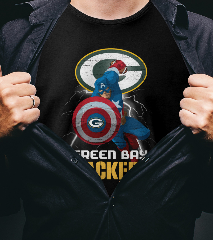 Green Bay Packers Captain America Shield Nfl Crossover T-Shirt