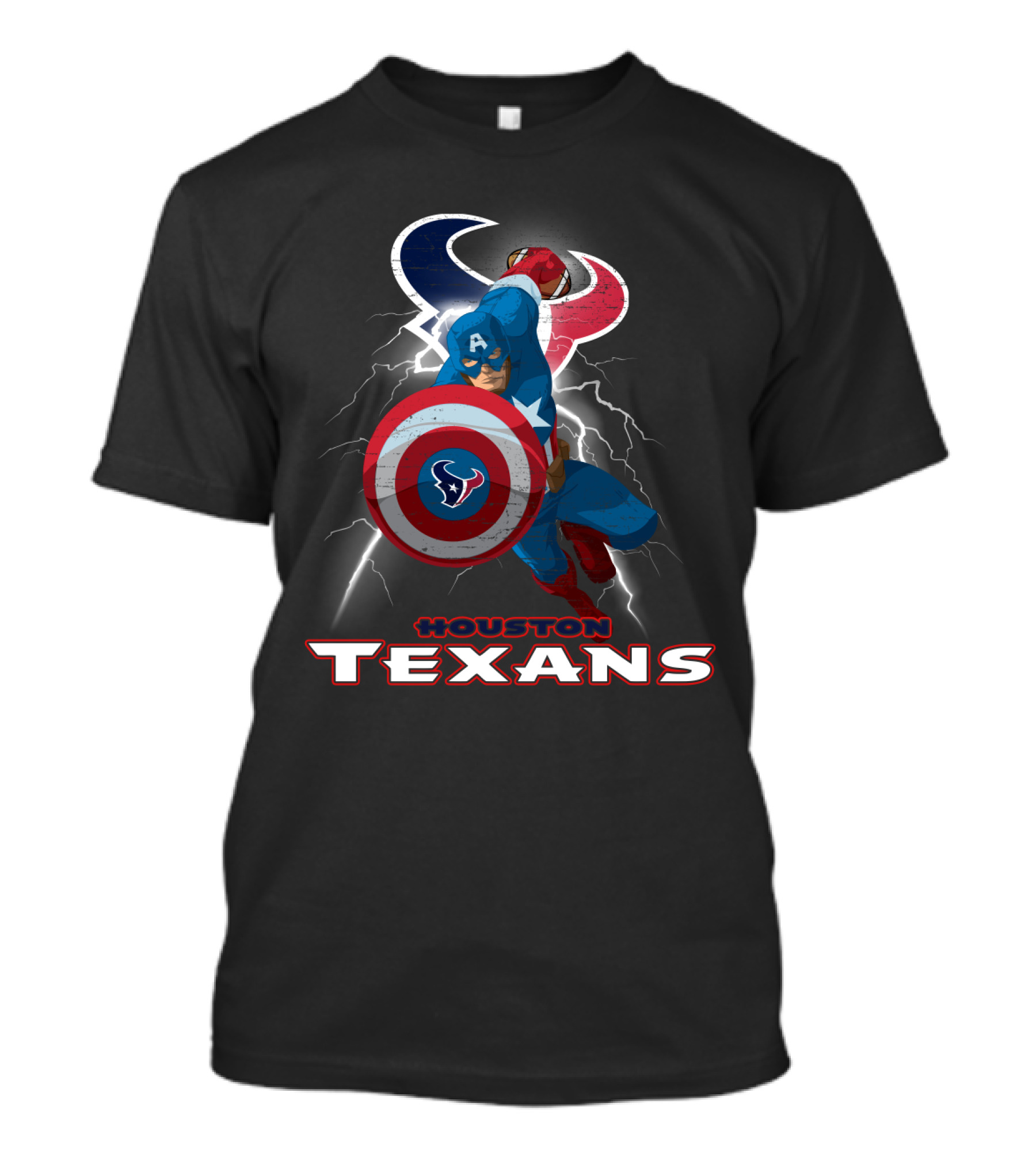 Houston Texans Captain America Nfl Lightning Shield T-Shirt