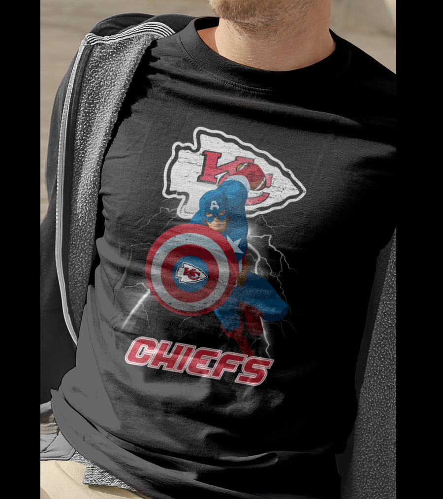 Kansas City Chiefs Captain America Nfl Crossover T-Shirt