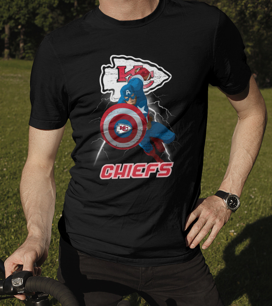 Kansas City Chiefs Captain America Nfl Crossover T-Shirt