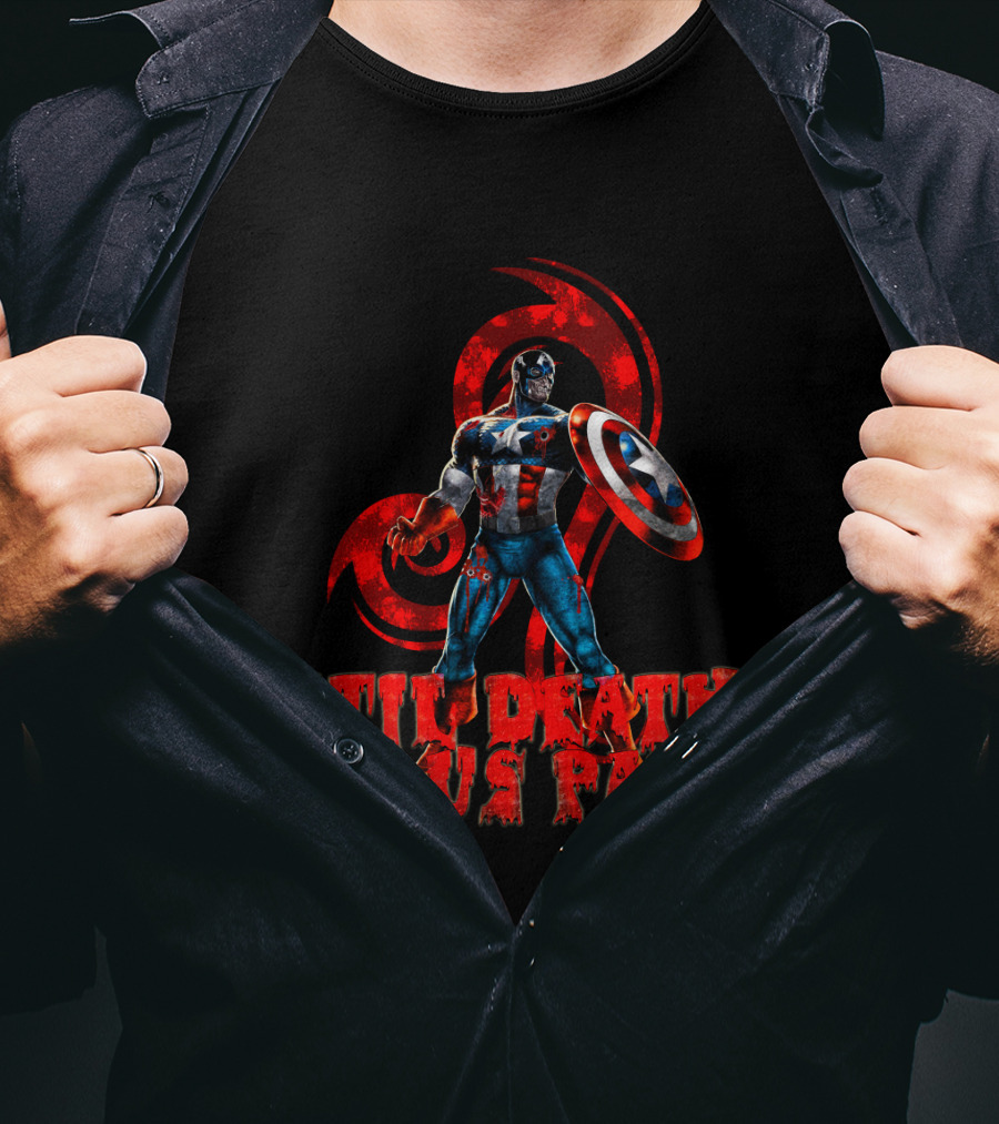 Captain America Til Death Do Us Part Marvel Red Grunge T-Shirt