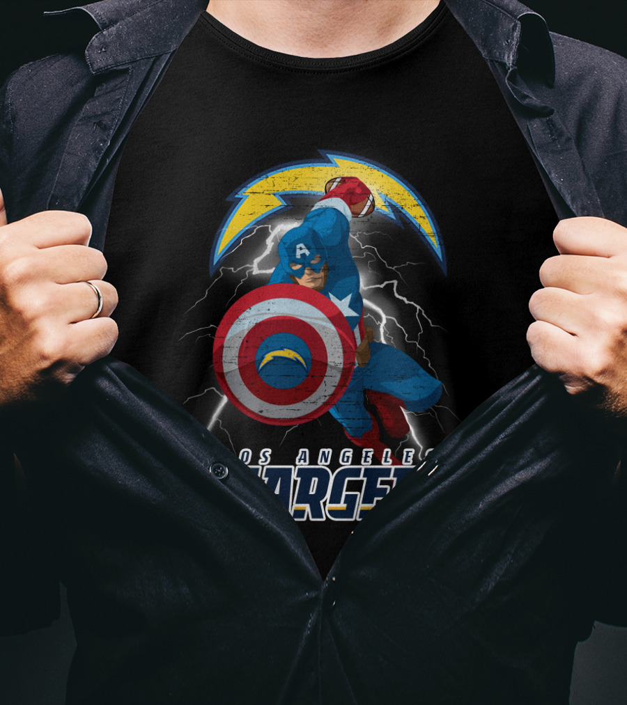 Los Angeles Chargers Captain America Nfl Crossover T-Shirt