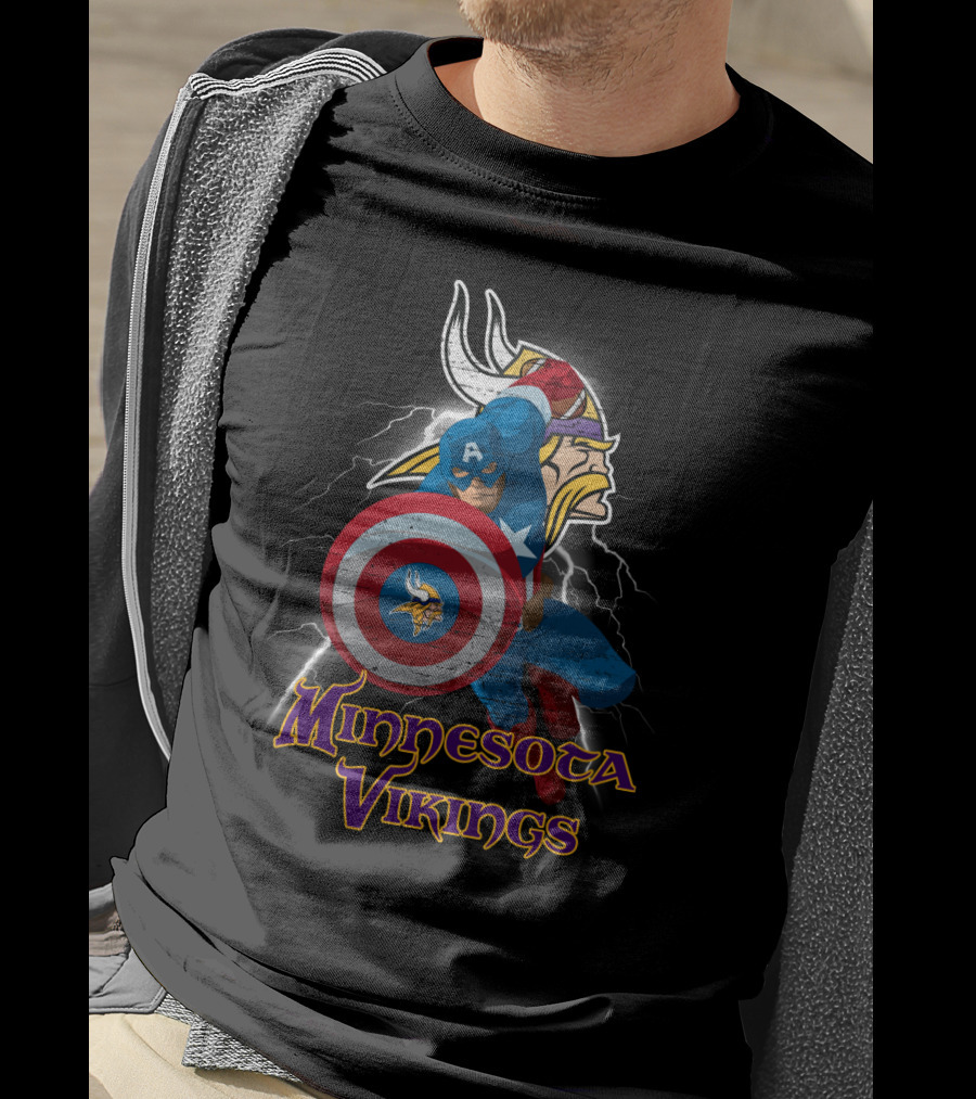 Minnesota Vikings Captain America Nfl Crossover T-Shirt