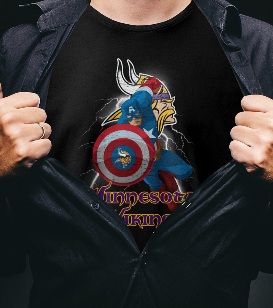 Minnesota Vikings Captain America Nfl Crossover T-Shirt