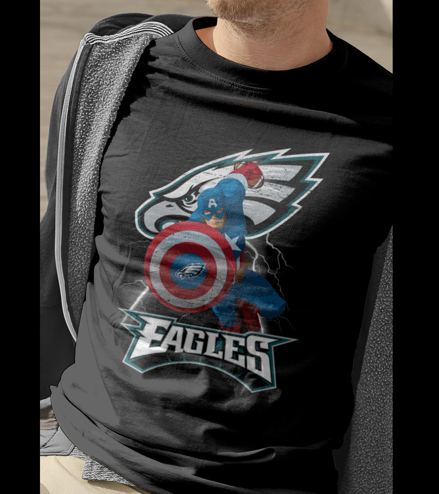 Philadelphia Eagles Captain America Nfl Shield T-Shirt