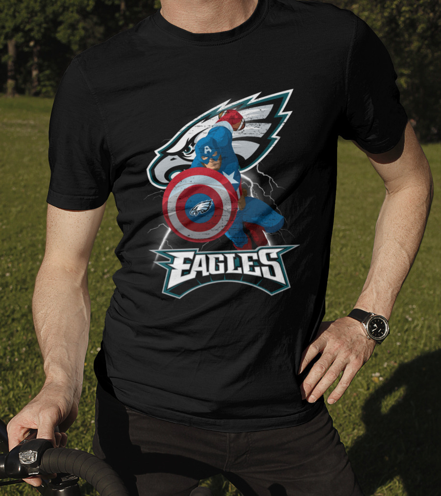 Philadelphia Eagles Captain America Nfl Shield T-Shirt