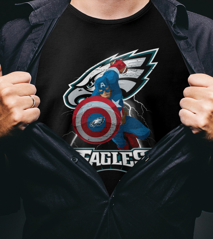 Philadelphia Eagles Captain America Nfl Shield T-Shirt