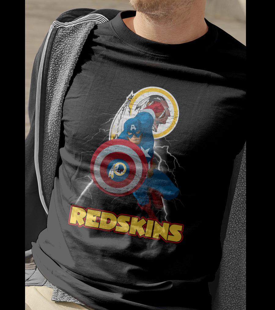 Captain America Redskins Nfl Lightning T-Shirt