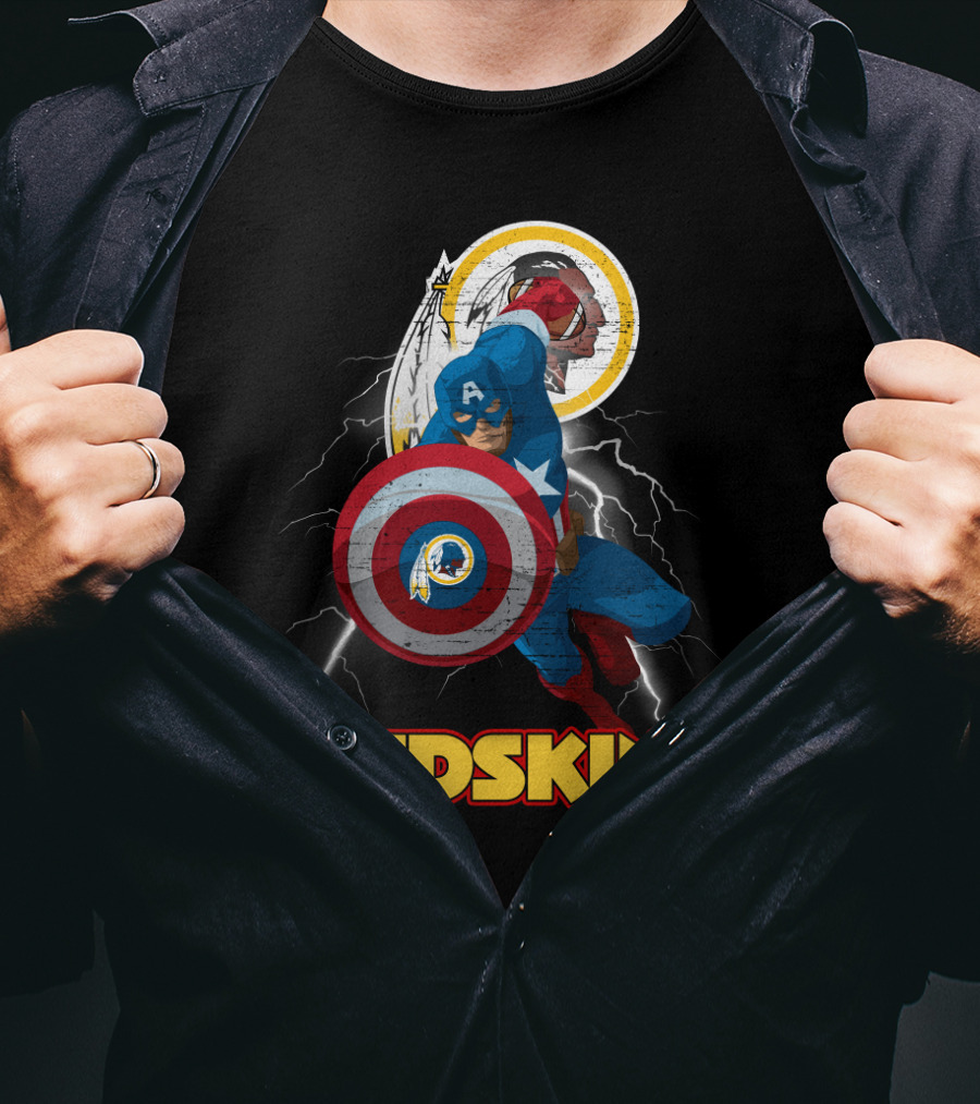 Captain America Redskins Nfl Lightning T-Shirt