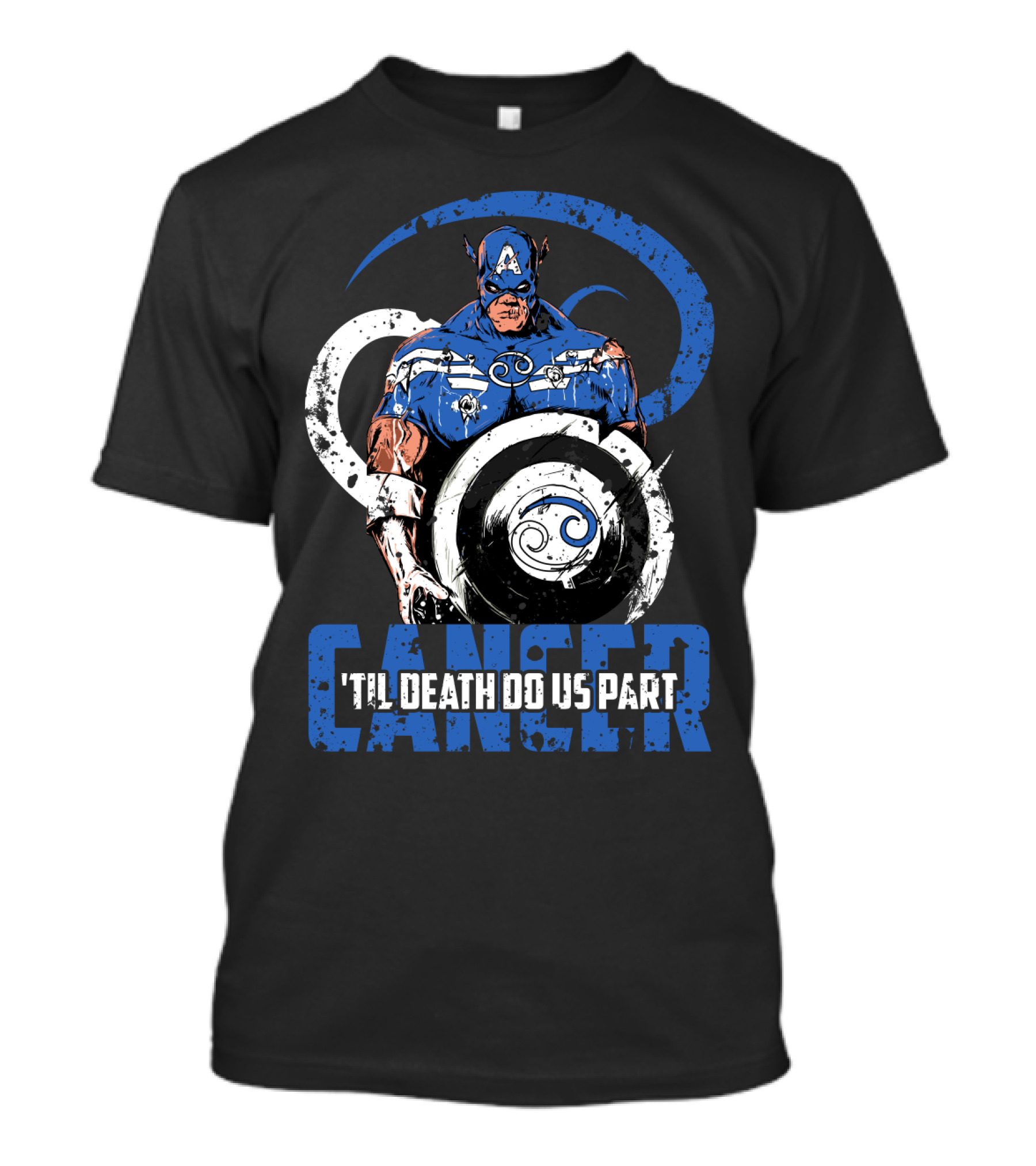 Captain America Cancer Zodiac 'Til Death Do Us Part Marvel Fans T-Shirt