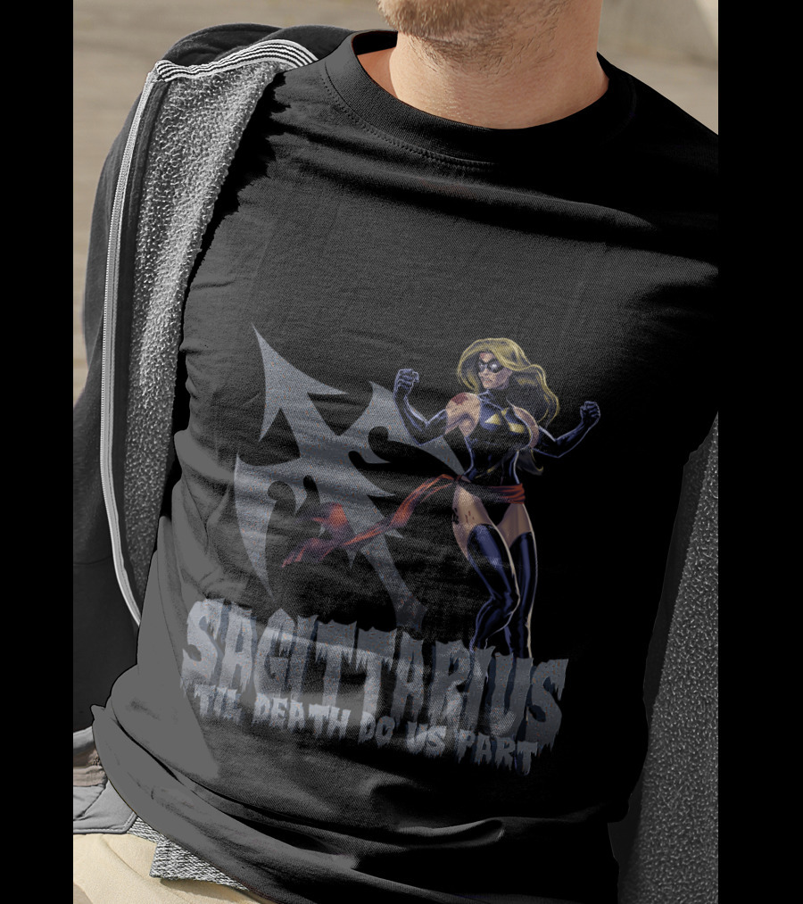 Sagittarius Til Death Do Us Part Captain Marvel Fans T-Shirt